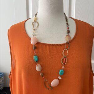 Chico's Necklace Peach and Turquoise Acrylic Beads